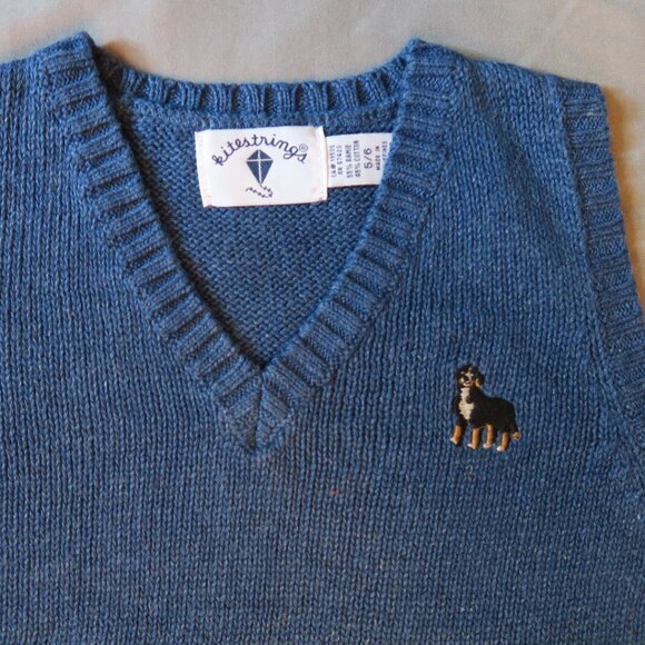 Kitestrings Boys Blue Vest w/Embroidered Dog Size 5/6 - Picture 2 of 7